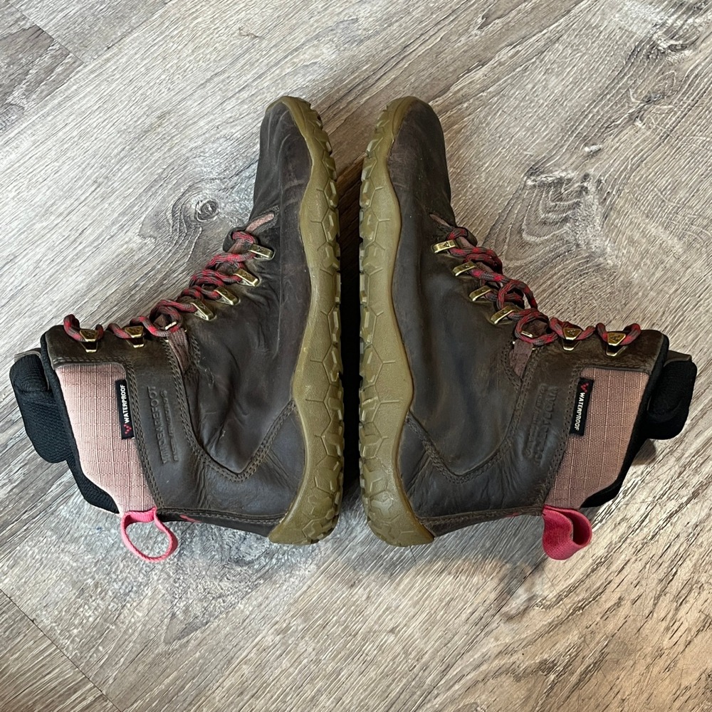 Vivobarefoot Tracker II FG Waterproof Leather Hiking Boots Brown Pink EUR 40L